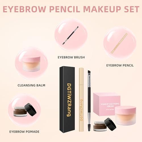 Eyebrow Pencil Makeup Kit, Waterproof 4-Tip Microblading Eyebrow Pen & Eyebrow Pomade, Dual-Ended Brush, Long-Lasting Smudge-Proof Brow Kit for Natural Wild Brows, Dark Brown - Thumbnail 2
