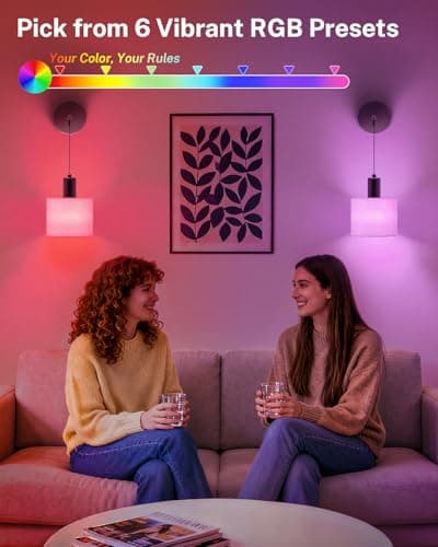 SAIMAND Battery Operated Wall Sconce Set of 2, Wireless Rechargeable Wall Lights with Remote Control, 9 Colors Dimmable LED Lamps, Modern Cordless Sconces for Bedroom Living Room Hallway(Black) - Thumbnail 5