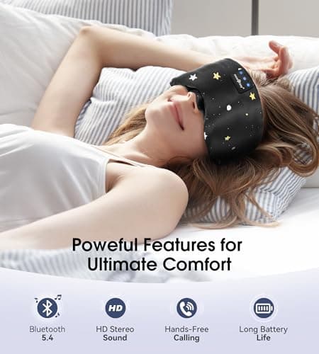 MUSICOZY Mulberry Silk Bluetooth Sleep Mask with HD Stereo Sound, Wireless Sleep Headband Headphones for Side Sleepers, Adjustable Size, Total Light Blocking, Perfect for Travel Relaxation Sleep - Thumbnail 4