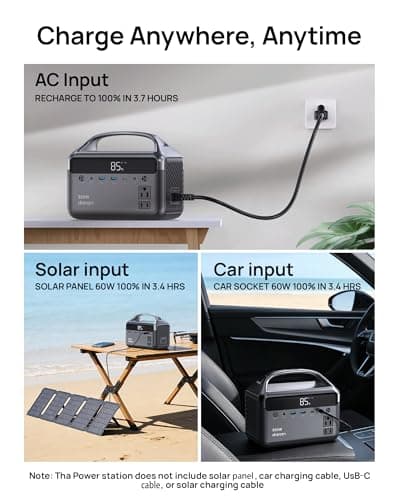 DaranEner Portable Power Station, 300W (Surge 600W) 192Wh(60,000mAh) Power Bank with 110V AC Outlet, LiFePO4 Battery for Home Emergency, Camping, Travel,& Outdoor Electronics(Option Solar Generator) - Thumbnail 5
