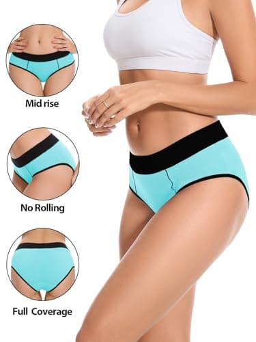 CleainKorte Womens Underwear Cotton Mid Rise Hipster Panties - Soft Stretch Breathable Briefs for Ladies 5 Pack XXL - Thumbnail 4