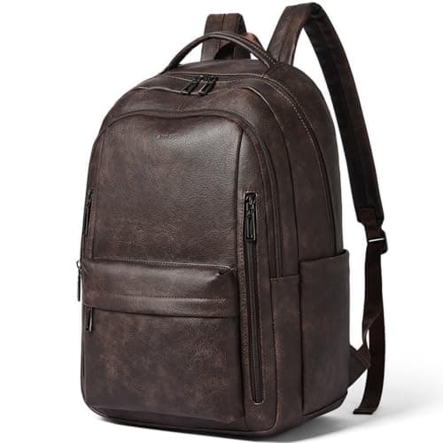 LATMAP Backpack Purse for Women Men Faux Leather Backpack, Travel Work Laptop Back Pack Teacher Bookbag fits 15.6" Laptop, Coffee