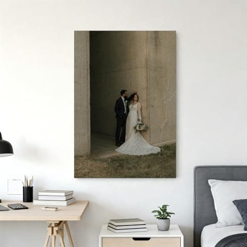 Sunook Custom Canvas Prints Personalized Photo Wall Art Decor, 12-Color HD 300 DPI Printing, Solid Pine Wood Frame, Waterproof Canvas, Ready to Hang Gift for Wedding Family Pet Memorial 24 * 36inch - Thumbnail 2