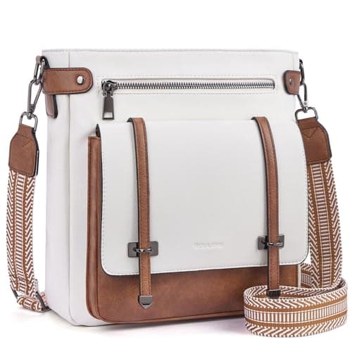Roulens Crossbody Bags for Women,Multi Pocket Crossbody Purses Vegan Leather Shoulder Handbags Travel Purse Adjustable Strap - Image 1