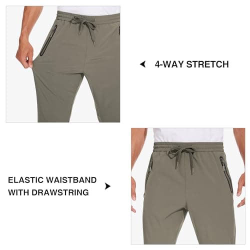 MOURCE Comfort-Fit Quick-Dry Track Pants - Men's Athletic Joggers Summer Casual, Khaki 3XL - Thumbnail 5