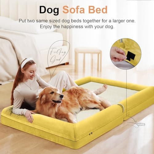 Large Dog Bed Orthopedic Washable: Beds Bolster XXL Bed Big XLarge Dogs Egg Crate Foam Sofa Couch Waterproof Removable Cover - Ginger - Thumbnail 3