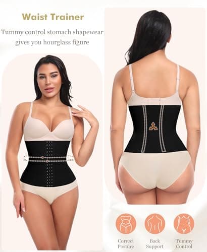 Ganado Waist Trainer for Women Corset Shapewear Tummy Control Waist Cincher Underbust Postpartum Girdle Body Shaper (#2 Black(28CM) 3X-Large) - Thumbnail 2