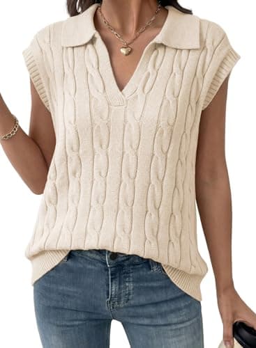 Dokotoo Summer Sweaters for Women Crewneck Oversized Cropped Casual Lightweight Knit Tops 2026 Spring Fashion Trendy Cozy Soft Floral White Sweater Drop Shoulder Cute Tops Women Blouses - Image 1
