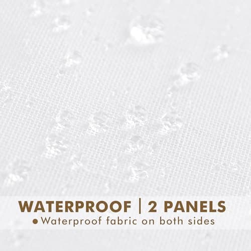 HolidayIdeas 4 Panels Sheer Outdoor Curtains for Patio Waterproof-Linen Semi Voile White Curtains Sun Filtering Privacy Outside Extra Wide Curtains for Gazebo, Front Porch, Pergola 110x108 Inch White - Thumbnail 4