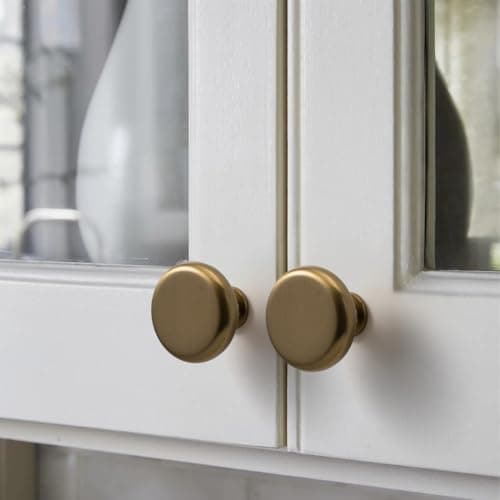 YAGU 10 Pack Champagne Bronze Kitchen Cabinet Knobs 1-1/4 Inch Round Solid Dresser Drawer Knob Dark Gold Modern Hardware Honey Bronze Pulls for Closet Cupboard Wardrobe - Thumbnail 2