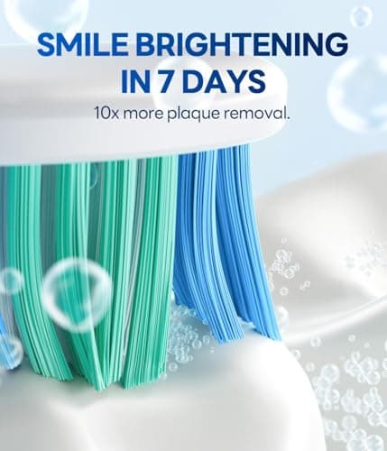 Bymore Electric Toothbrush for Adults,Travel Sonic Toothbrush with 8 Replacement Heads, Ultra Clean RechargeableToothbrush Portable One Charge for 330days 5 Modes 2mins Timer-Cyan Blue - Thumbnail 2