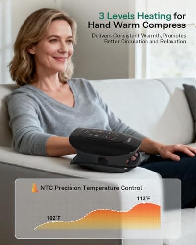 Burrki Hand & Wrist Massager with Heat and Finger Stretching Massage, Cordless Hand Massager for Arthritis and Carpal Tunnel, Mothers Day Birthday Gifts for Mom Women Men Her - Thumbnail 3