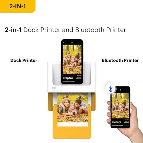KODAK Dock Plus 4x6'' Photo Printer, 10 Sheets, Docking & Bluetooth Smartphone Printer for iPhone & Android, Instant Color Prints, 4PASS Dye Sublimation - Thumbnail 3