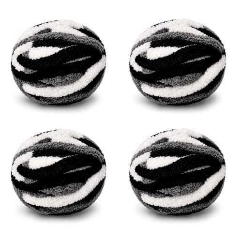 MARCYNMYA Chunky Yarn No7 Thick Yarn, 250 Grams (Onyx, Pack of 4)