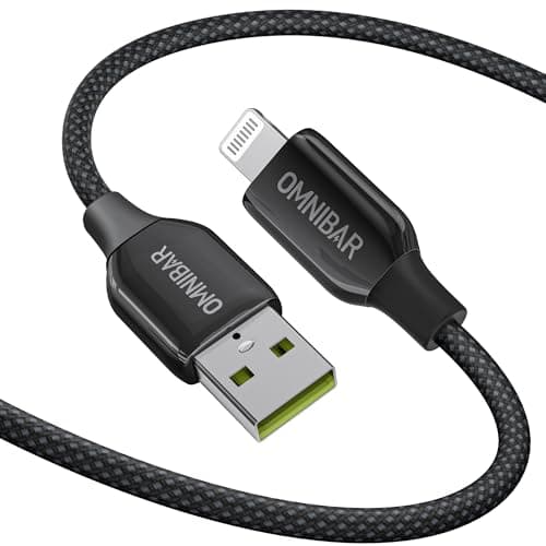 Omnibar Heavy Duty USB A to Lightning Cable 6FT, MFi Certified Apple Lightning Cable, Nylon Braided iPhone Charger Cord for iPhone 14/13/12/11 Pro Max/XR/XS/X iPad AirPods BeatsX CarPlay Cable - Image 1