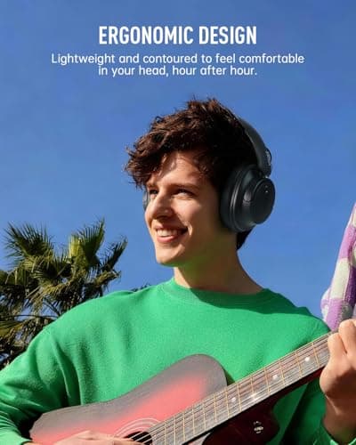 EKSA Wireless Headphones Over Ear, Bluetooth Headphones with Microphone, Hi-Res Audio, 90H Playtime, 6 EQ Modes, Lightweight, Foldable, Bluetooth Headset for PC/Cellphone/Home/Travel/Office Black - Thumbnail 6