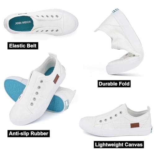 JENN ARDOR Womens Fall Slip On Fashion Sneakers No Laces Comfortable Casual Low Canvas Sneakers Flats Walking Shoes - Thumbnail 5