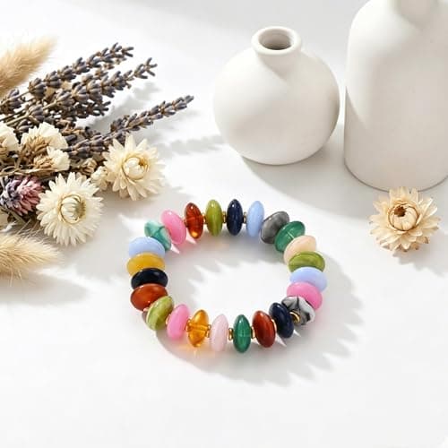 chorfla Beaded Bracelets for Women for Women, Boho Chunky Resin Elastic Stretch Bracelet, Vibrant Summer Beach Jewelry Gift - Thumbnail 5