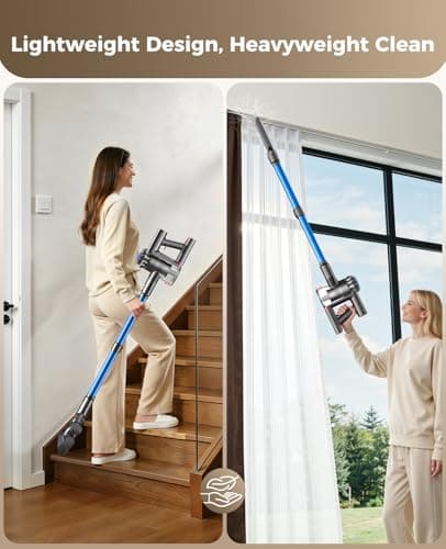 SVHT Cordless Vacuum Cleaner, 450W 40KPA Vacuum Cleaners for Home, 45Mins Lightweight Stick Vacuum with Advanced Green Light Tech, Rechargeable Battery Vacuum for Carpet,Pet Hair,Hardwood Floor - Thumbnail 6