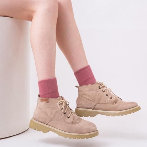 HUGSWEET Thin Soft Cotton Crew Socks for Women Ankle above Bootie Socks Gifts for Women 5-10 Pairs - Thumbnail 4