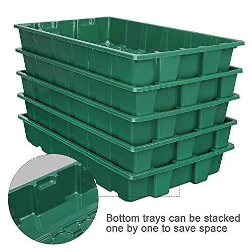 MIXC Seedling Trays Seed Starter Tray, 10-Pack Mini Propagator Plant Grow Kit Greenhouse with Humidity Vented Domes and Base for Seeds' Starting (40 Cells Per Tray, Total 400 Cells), Green - Thumbnail 2