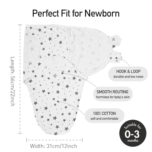 GLLQUEN BABY Swaddles for Newborns 0-3 Months, Adjustable & Easy Fastener - Thumbnail 5