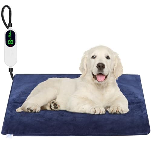 Pet Heating Pad for Dogs, Indoor Electric Heating Pad for Dogs Cat with 9 Adjustable Temperature and Timer, Heated Dog Blanket Bed with Chew Resistant Cord (28×18 inch)