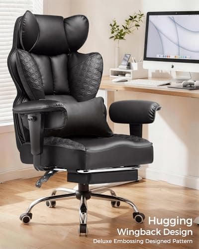 COMHOMA Big and Tall Office Chair Heavy Duty Gaming Chair with Deluxe Embossing Leather High Back Wider Ergonomic Computer Chair with Foot Rest 150°Reclining Pocket Spring Lumbar Support - Thumbnail 3