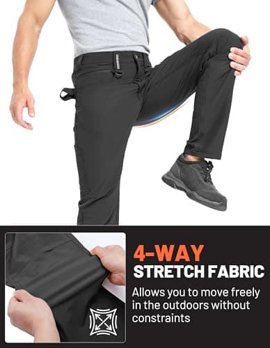 DURAWERK Men's 4-Way Stretch Cargo Pants, Work Pants, Durable Tactical Pants, Lightweight EDC Hiking Pants, Multi Pockets Hunting Pants for Outdoor Traveling Camping Fishing (Black, 34WX30L) - Thumbnail 2
