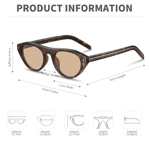 YMRFW Retro Oval Sunglasses for Women Men Trendy Small Cateye Narrow Round Shades UV Protection - Thumbnail 6