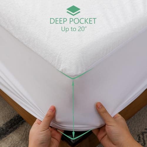 Full Size Waterproof Mattress Cover, Premium Terry Top Mattress Cover, Breathable, Noiseless, Cooing & Machine-Washable Bed Cover with 21" Deep Pocket - Thumbnail 6