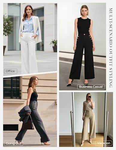 GRACE KARIN Work Pants for Women Trendy Khaki Straight Leg Dress Office Work Casual Trousers with Pockets Khaki 2XL - Thumbnail 5
