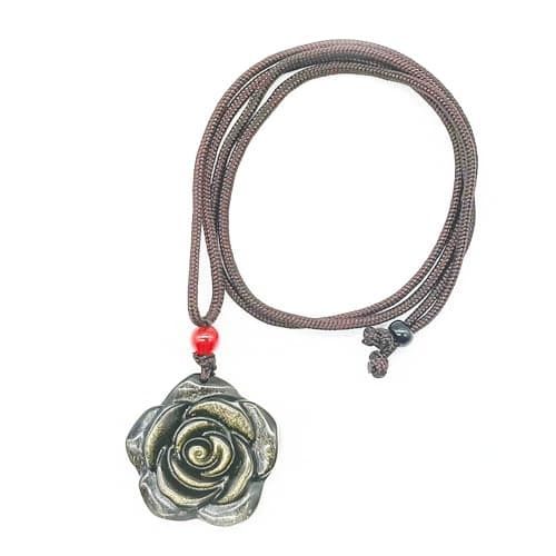 Vansruyi Rose Gold Obsidian Pendant Necklace with Adjustable Cord in 16-25inch Healing Crystal Choker Waterproof Dainty Statement Gifts for Couple&Bestfriend&Holiday&Birthstone Cute Charm Black