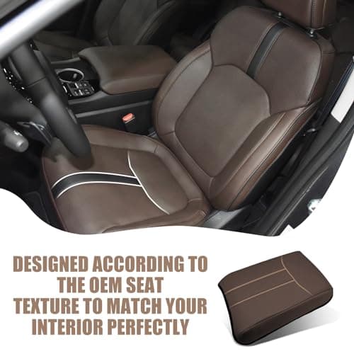 Muslogy Center Console Armrest Cover Fit for Honda Pilot 2023-2026, 2024-2026 Ridgeline/Passport Accessories, Comfort Armrest Pad Console Lid Cushion Vegan Leather Regular Thick (Dark Brown) - Thumbnail 2