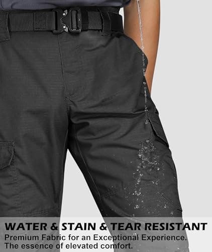 Zoofly Hiking Pants for Men Lightweight Ripstop Mens Cargo Work Pants Water Resistant Pantalones Hombre with Pockets Black 36W*30L - Thumbnail 4