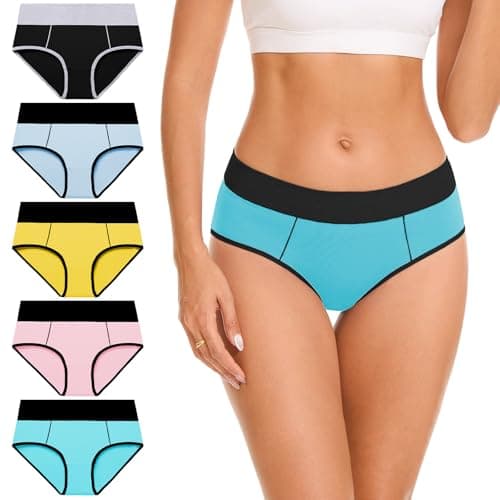 CleainKorte Womens Underwear Cotton Mid Rise Hipster Panties - Soft Stretch Breathable Briefs for Ladies 5 Pack M - Image 1