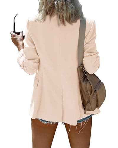 KIRUNDO Womens Blazer 2026 Spring Fall Business Casual Oversized Long Sleeve Button Open Front Suit Jackets Work Clothes(Beige, Medium) - Thumbnail 2