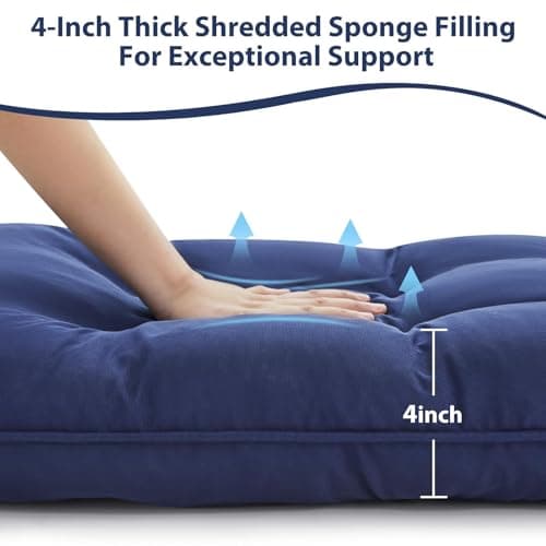 WEOAVRY 4" Thick Outdoor Bench Cushion 44x19x4 Inch, Waterproof Patio Furniture Cushions, Bench Seat Cushion for Porch Swing, Window, Indoor - Thumbnail 2