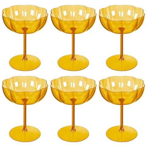 Ciaell 12PCS Plastic Martini Glasses - 10 Oz Amber Elegant Disposable Cocktail Glasses for Champagne Wine Wedding Party Anniversary Bar - Image 1