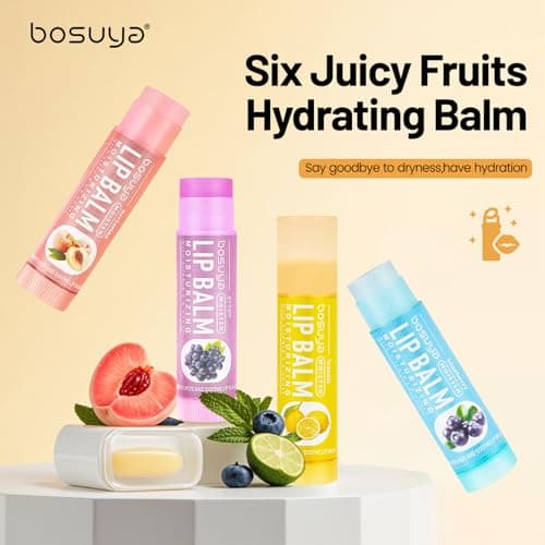 Lip Balm 12 Pack - Hydrating & Repairing for Delicate Lips, 6 Fruity Flavors Moisturizing Balm for Dry Cracked Lips, Long Lasting Lip Care Set - Thumbnail 5