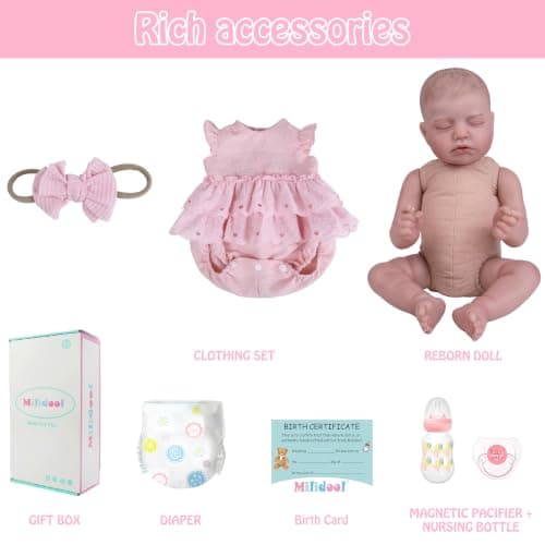 Milidool Reborn Baby Dolls Girl 20'' Realistic Sleeping Newborn - Lifelike Poseable Vinyl Baby Doll- Soft Weighted Body for Cuddling, Suit for Collectors & Kids 3+ - Thumbnail 5