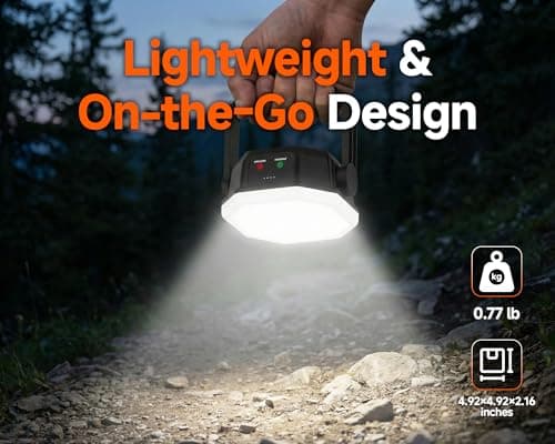 DANCINGBOAR 4000LM Camping Light Rechargeable, 3 Lighting Modes, 30W Portable Tent Light with Magnet, IP65 Waterproof Hanging Light for Camping, Hiking, Emergency, Hurricane, Power Outages (Black) - Thumbnail 5
