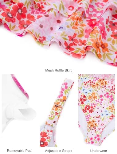 Arolina Swim Dress 2026 One Piece Swimsuit Women Tummy Control Swim Dresses Modest Bathing Suit Flroal Swimwear with Skirt - Thumbnail 5