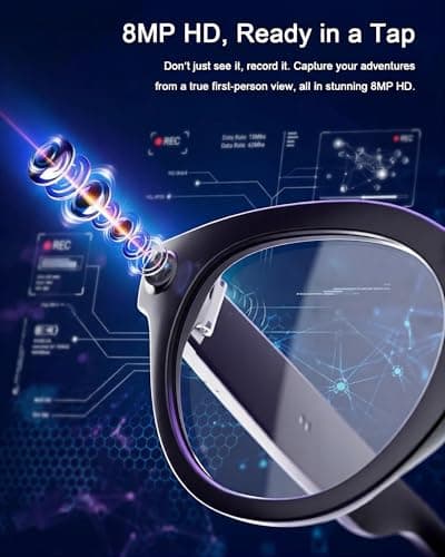 kttung AI Smart Glasses with Camera, 1080P Video Recording, 8MP Camera Glasses, Real Time Translation & Voice Assistant, Open-Ear Bluetooth Audio for Vlogging, Travel and Meetings - Thumbnail 3