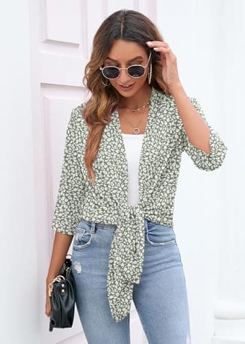 Heymoments Cardigan for Women Spots 3X-Large Draped Open-Front 3/4 Sleeve Lightweight Casual Soft Drape Summer Fall Kimonos Cardigans - Thumbnail 3