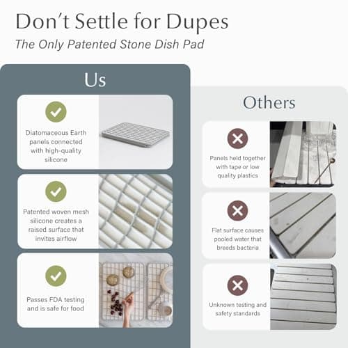 Dorai Home Collapsible Dish Drying Rack and Stone Dish Pad – Large Foldable Drying Rack with Instant - Dry Stone Mat – Space-Saving Drainer for Kitchen Counter - 24.6" x 16.5", Sand - Thumbnail 3