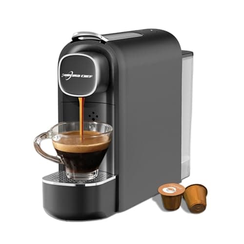 PURHUGO CHEF Mini Espresso Capsule Machine-One Cup Coffee Machine Single Serve Coffee Maker,Perfect for Small Space,20.29oz Removable Tank,Black