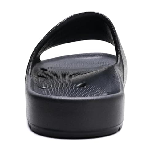 GETOEU Arch Support Shower Shoes for Women and Men Quick Drying with Drain Holes Slide Sandals Soft Cushioned Anti-Slip Pool Slides Comfort Bathroom Shower Slides,Black - Thumbnail 3