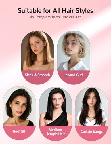 LANDOT Mini Hair Straightening Brush - Compact Ionic Straightening Brush for Frizz-Free Smooth Hair, Lightweight Hot Comb & Travel-Friendly Flat Iron, Blush - Thumbnail 6