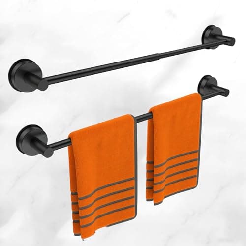 Large Towel Bar for Bathroom Wall,Adjustable 17~29 Inch Towel Racks for Bathroom Wall Mounted,Towel Holder for Glass Shower Door,Bathroom Accessories,Apparment Essentials,Home Decor-Black(2pcs)